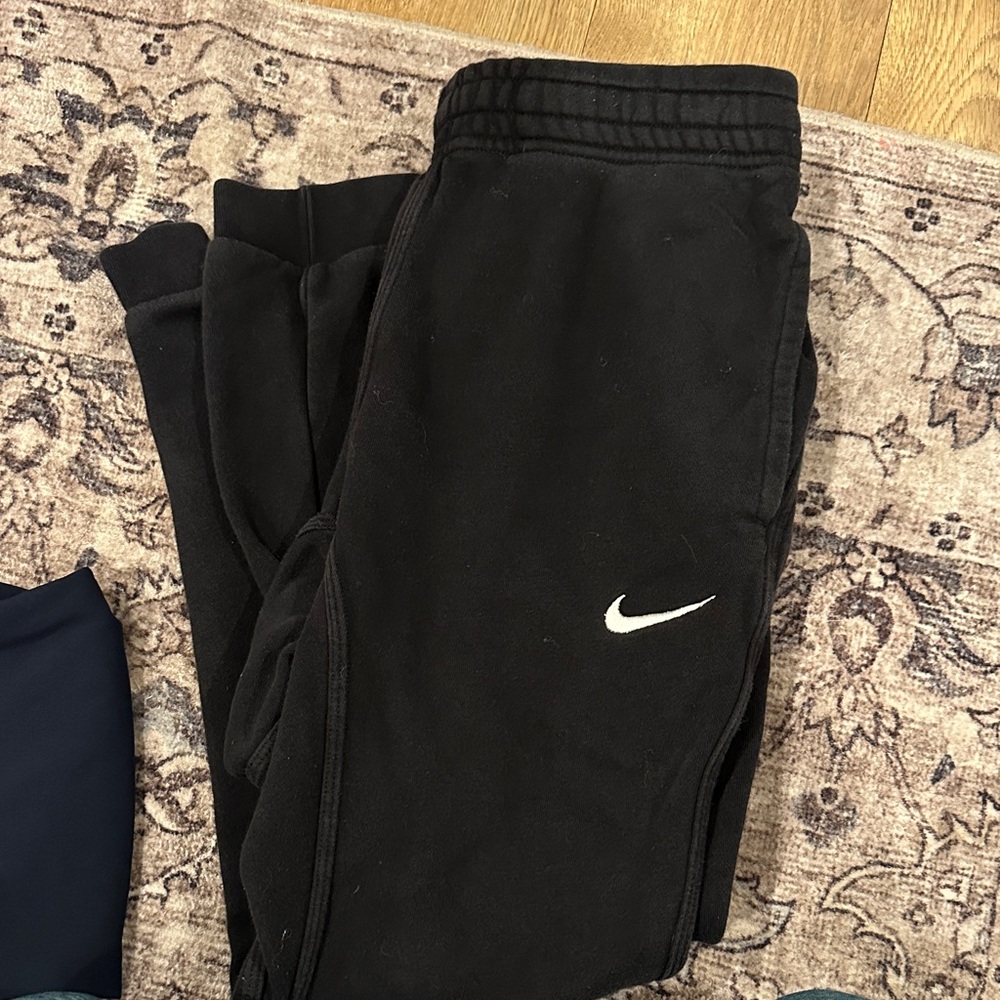 Nike Kids Black Joggers with White Logo